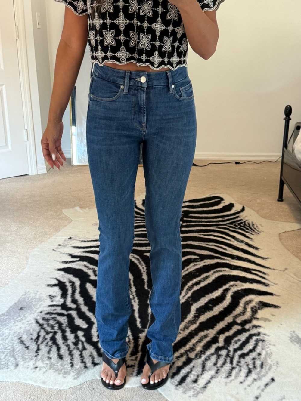 Zara Straight-Leg Jeans in Medium Blue